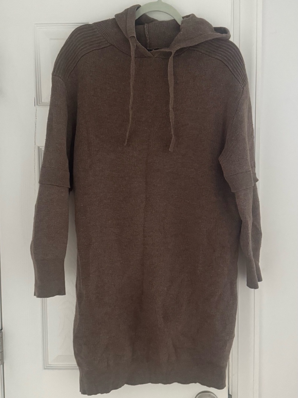 Brown Hooded Knit Women’s Sweater Dress